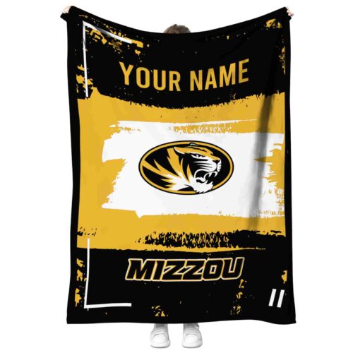 customized missouri tigers paint strokes black white blanket best selling