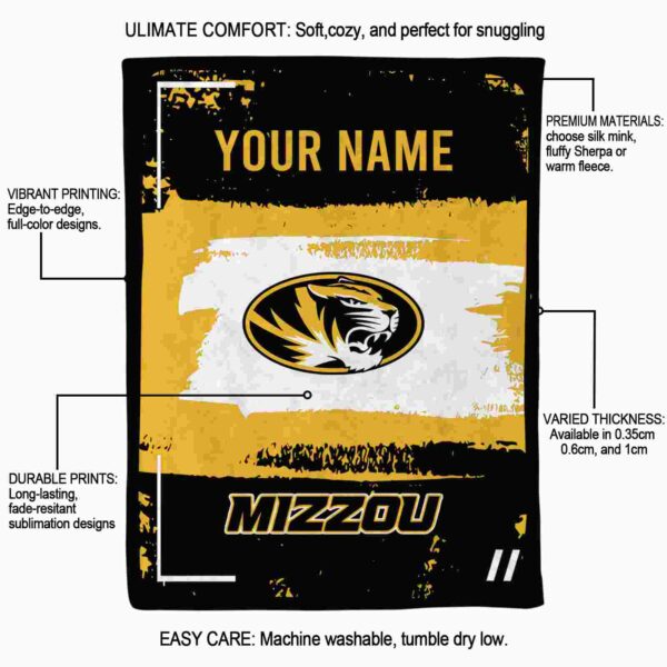customized missouri tigers paint strokes black white blanket new arrival