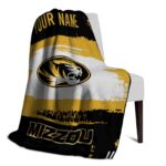 customized missouri tigers paint strokes black white blanket top rated
