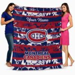 customized montreal canadiens floral stripes red white blanket best selling
