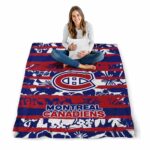 customized montreal canadiens floral stripes red white blanket best selling