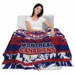 customized montreal canadiens floral stripes red white blanket best selling