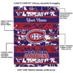 customized montreal canadiens floral stripes red white blanket best selling