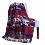 customized montreal canadiens floral stripes red white blanket best selling