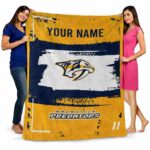 customized nashville predators paint strokes gold white blanket best selling