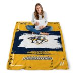 customized nashville predators paint strokes gold white blanket best selling