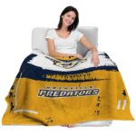customized nashville predators paint strokes gold white blanket best selling