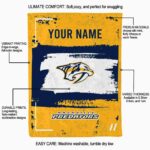 customized nashville predators paint strokes gold white blanket best selling