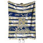 customized navy midshipmen floral stripes blue white blanket best selling