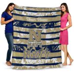 customized navy midshipmen floral stripes blue white blanket best selling