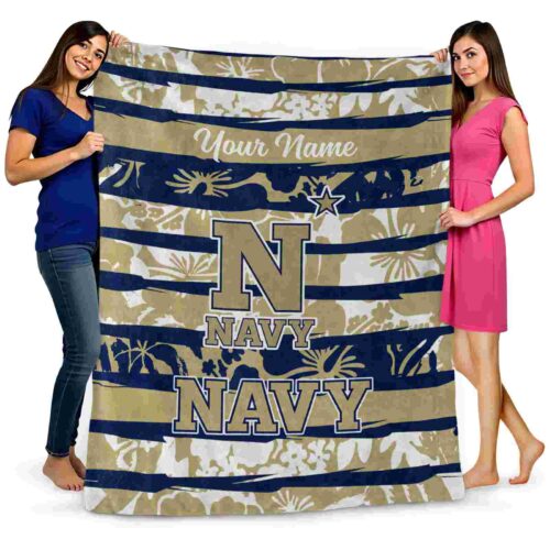 customized navy midshipmen floral stripes blue white blanket fashion forward