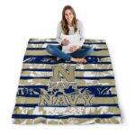 customized navy midshipmen floral stripes blue white blanket best selling