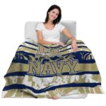 customized navy midshipmen floral stripes blue white blanket best selling