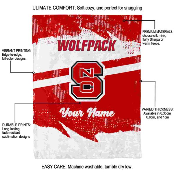 customized nc state wolfpack grunge streaks red blanket new arrival