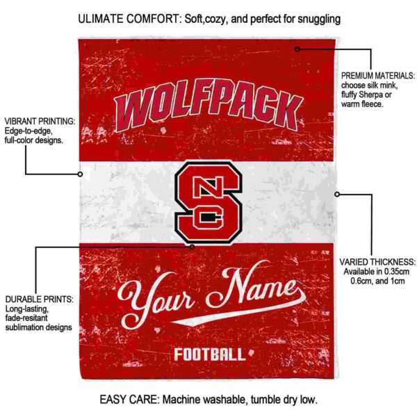 customized nc state wolfpack grunge texture red white blanket new arrival