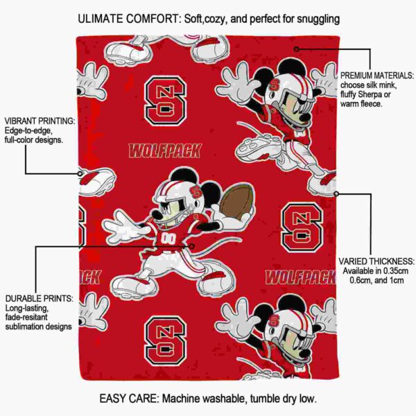 customized nc state wolfpack mickey red blanket new arrival