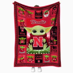 customized nebraska cornhuskers baby yoda red blanket best selling