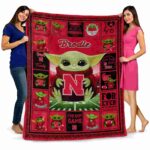 customized nebraska cornhuskers baby yoda red blanket best selling