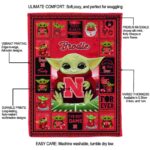 customized nebraska cornhuskers baby yoda red blanket best selling