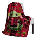 customized nebraska cornhuskers baby yoda red blanket best selling