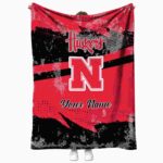 customized nebraska cornhuskers grunge streaks red blanket best selling
