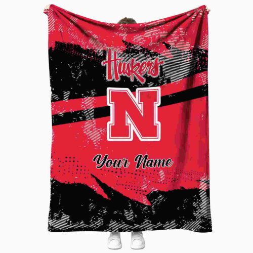 customized nebraska cornhuskers grunge streaks red blanket best selling