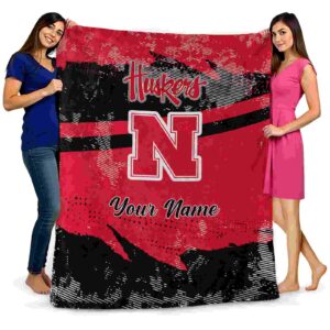 customized nebraska cornhuskers grunge streaks red blanket fashion forward