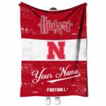 customized nebraska cornhuskers grunge texture red white blanket best selling