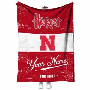 customized nebraska cornhuskers grunge texture red white blanket best selling