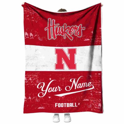 customized nebraska cornhuskers grunge texture red white blanket best selling
