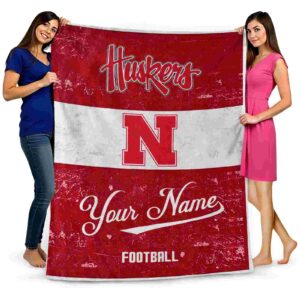 customized nebraska cornhuskers grunge texture red white blanket fashion forward