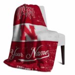 customized nebraska cornhuskers grunge texture red white blanket best selling