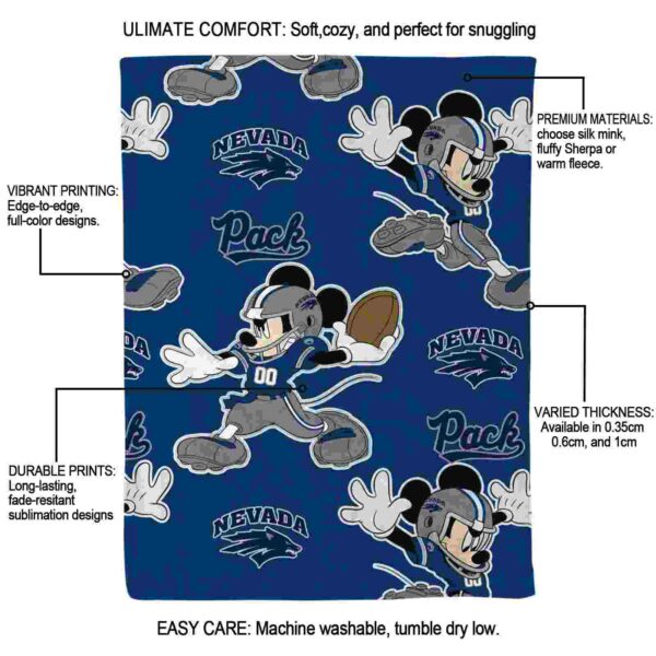 customized nevada wolf pack mickey blue blanket new arrival