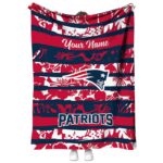 customized new england patriots floral stripes blue white blanket best selling