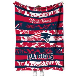 customized new england patriots floral stripes blue white blanket best selling