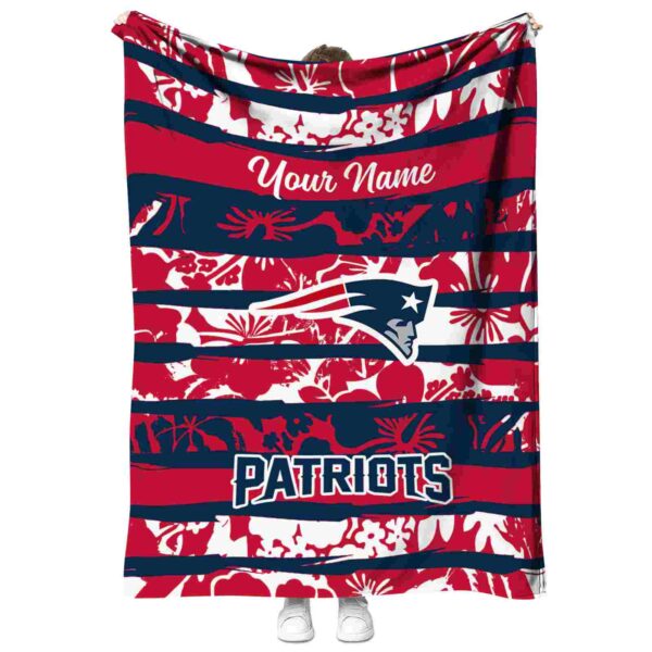customized new england patriots floral stripes blue white blanket best selling