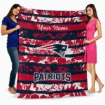 customized new england patriots floral stripes blue white blanket fashion forward