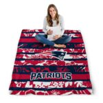 customized new england patriots floral stripes blue white blanket high quality