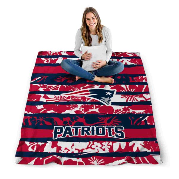 customized new england patriots floral stripes blue white blanket high quality
