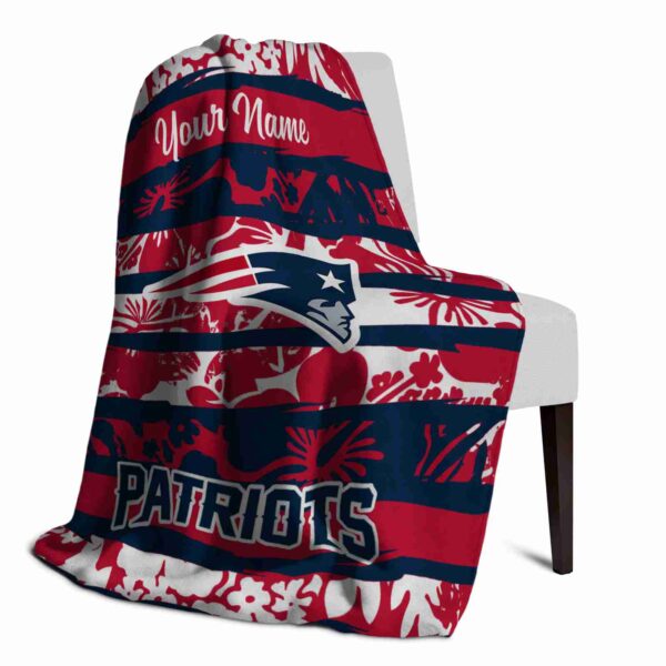 customized new england patriots floral stripes blue white blanket top rated