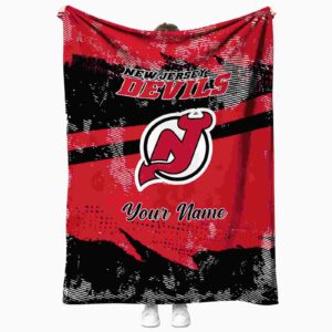 customized new jersey devils grunge streaks red blanket best selling