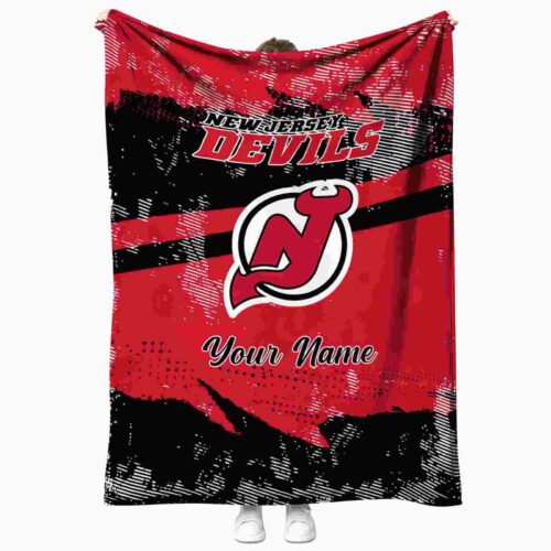 customized new jersey devils grunge streaks red blanket best selling