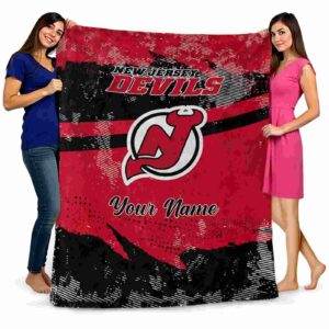 customized new jersey devils grunge streaks red blanket fashion forward