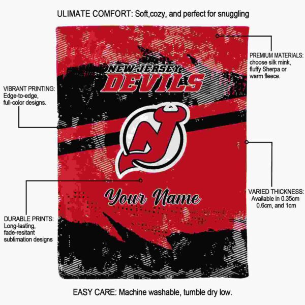 customized new jersey devils grunge streaks red blanket new arrival