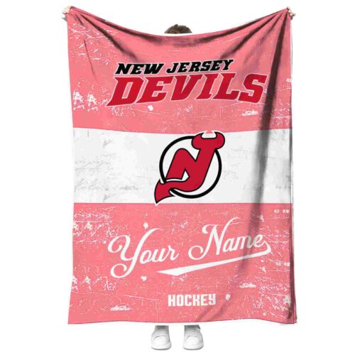 customized new jersey devils grunge texture red white blanket best selling