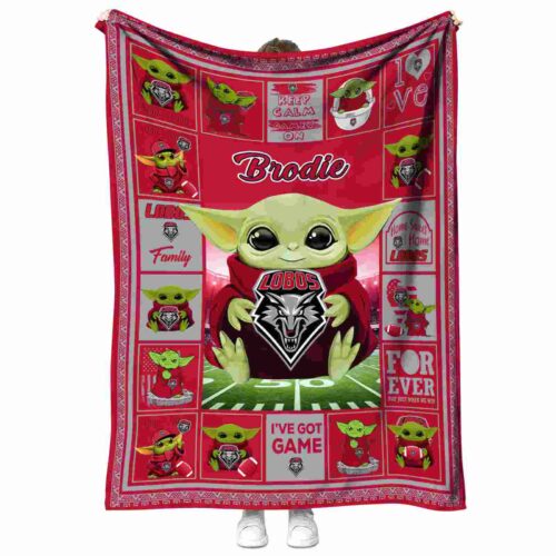 customized new mexico lobos baby yoda red blanket best selling
