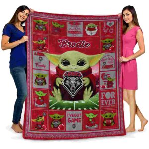 customized new mexico lobos baby yoda red blanket fashion forward
