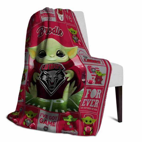 customized new mexico lobos baby yoda red blanket top rated