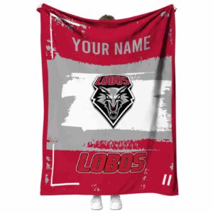 customized new mexico lobos paint strokes red white blanket best selling