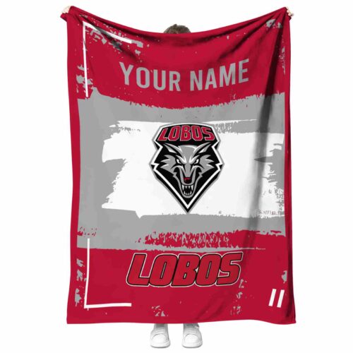 customized new mexico lobos paint strokes red white blanket best selling